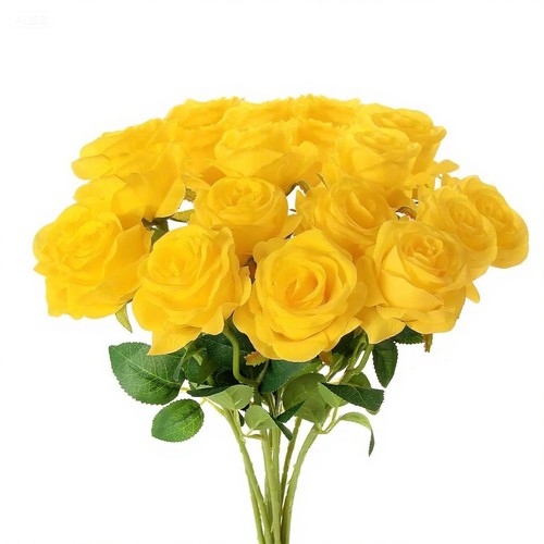 Yellow roses artificial - yellow,